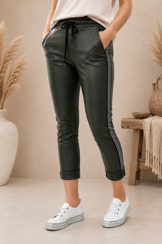 Deep Green Viscose Blend Pants