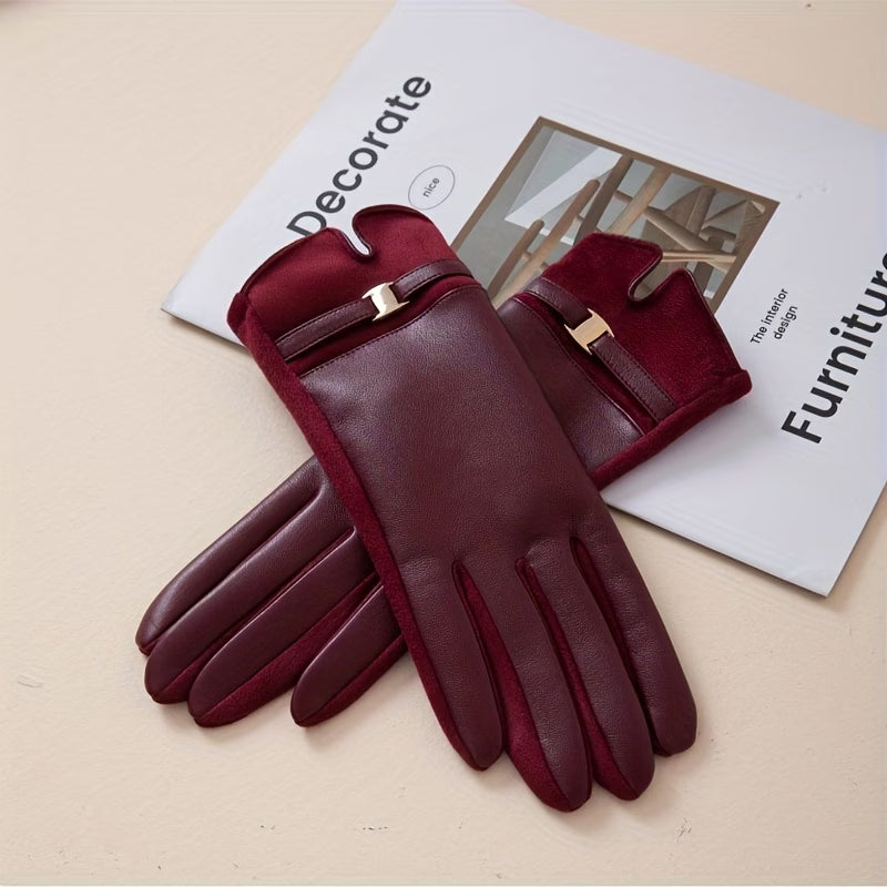 Faux Leather Gloves - Winter