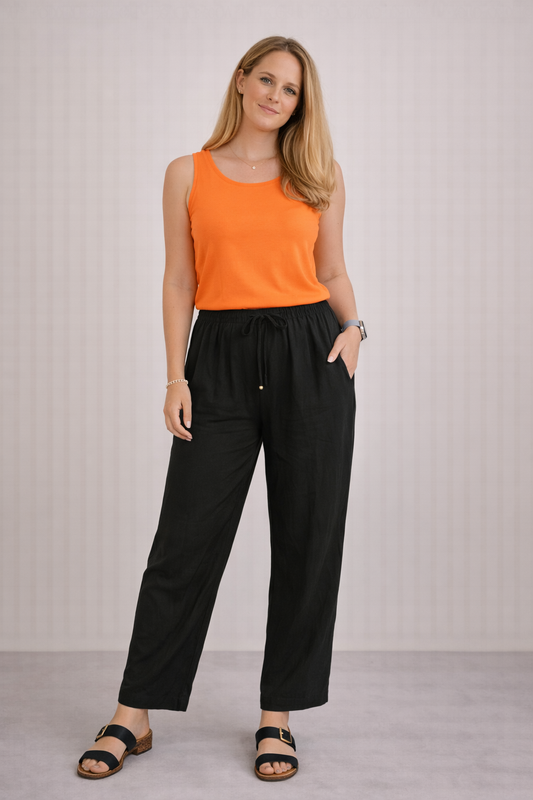 Sloane 100% Cotton Wide Leg Pants – Black