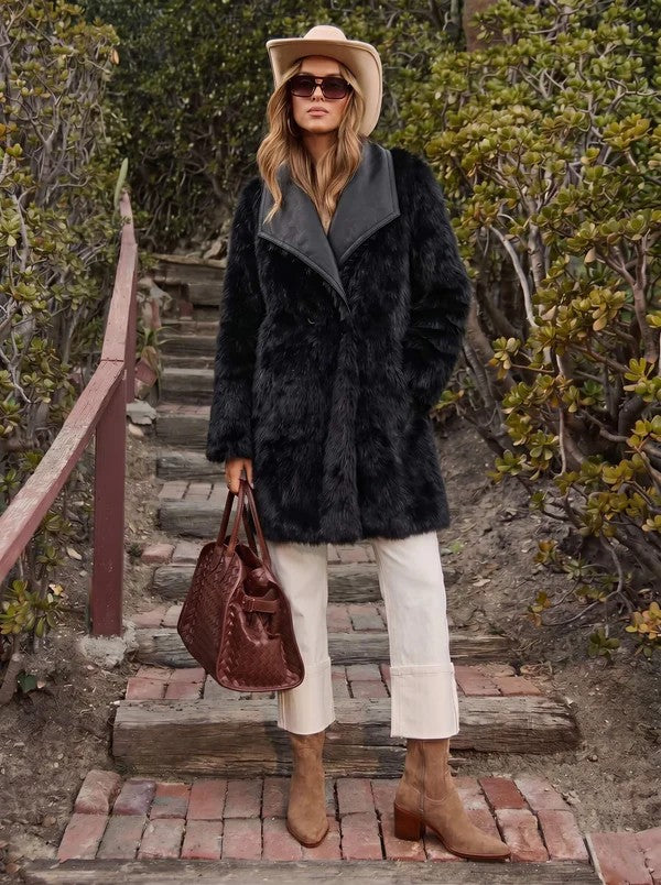 Sienna Two-Way Reversible Faux Fur Suede Coat