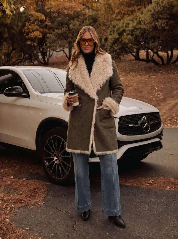 Sienna Two-Way Reversible Faux Fur Suede Coat