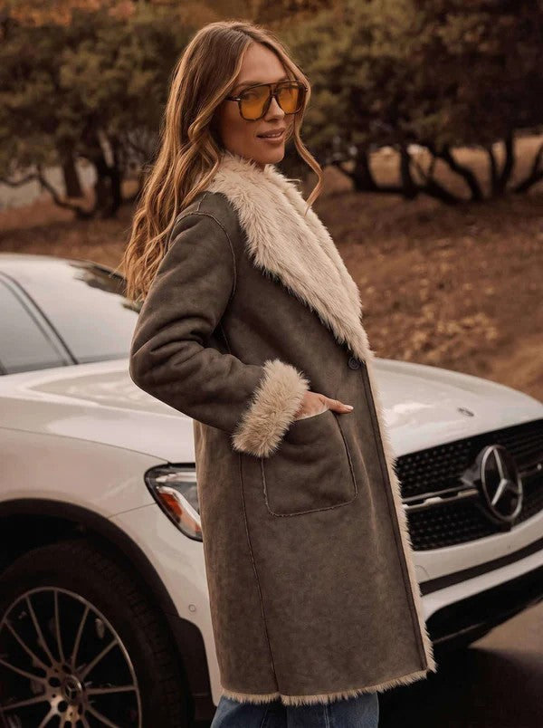 Sienna Two-Way Reversible Faux Fur Suede Coat