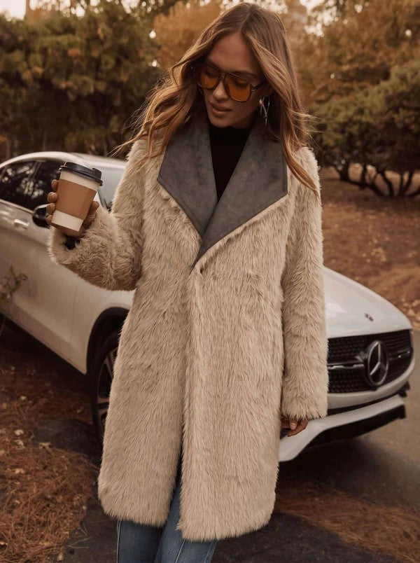 Sienna Two-Way Reversible Faux Fur Suede Coat