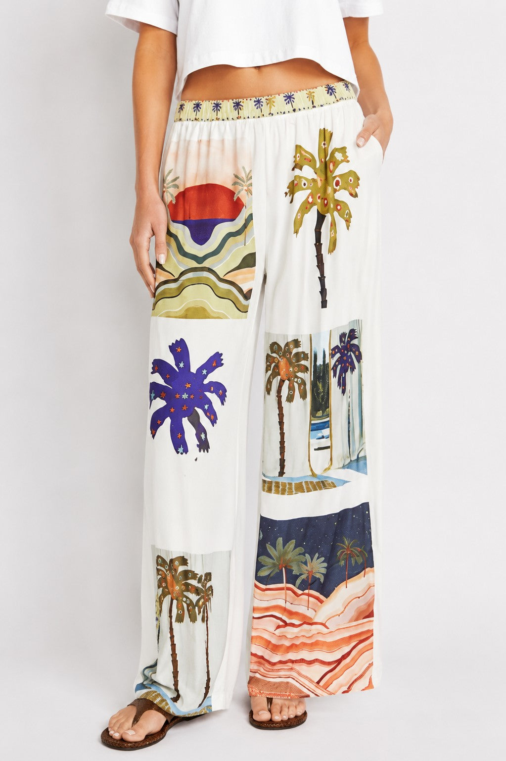 Alba Palm Scene Wide Leg Pant | Florence Bohemia