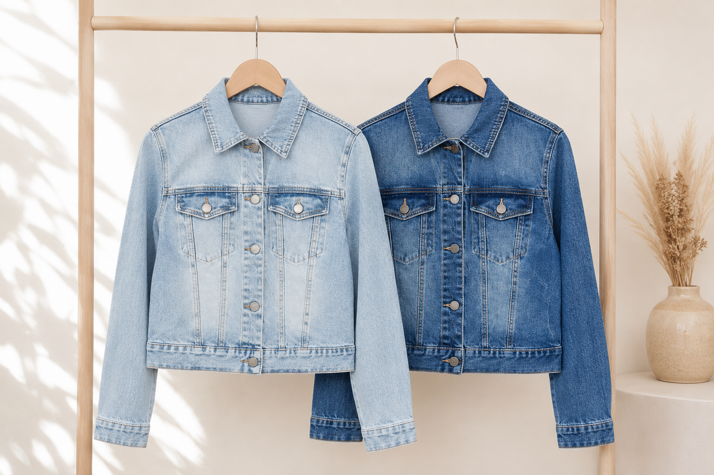 Justine Denim Jacket | 100% Cotton | Light Wash & Indigo Wash | Florence Bohemia