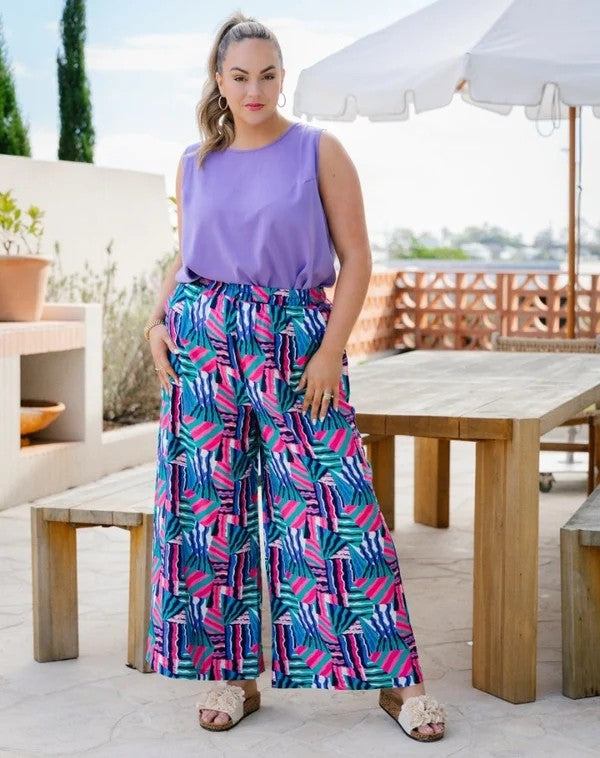 Luna Kaleido Print Wide Leg Pants | Women's Pull-On Summer Pants