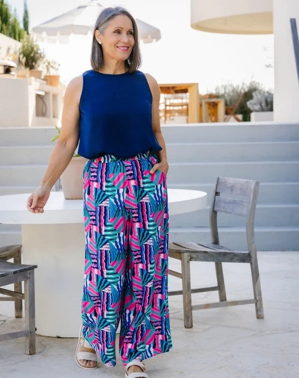 Luna Kaleido Print Wide Leg Pants | Women's Pull-On Summer Pants