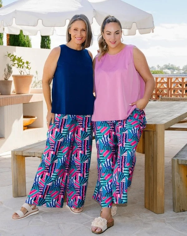Luna Kaleido Print Wide Leg Pants | Women's Pull-On Summer Pants