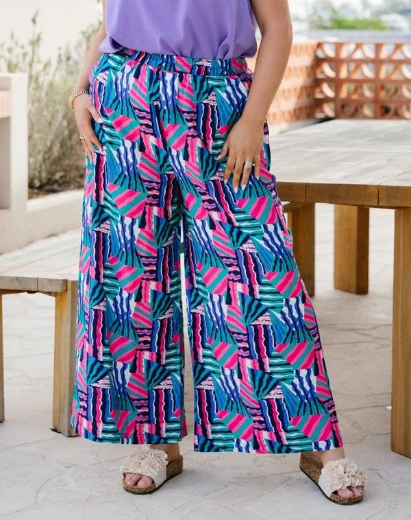Luna Kaleido Print Wide Leg Pants | Women's Pull-On Summer Pants