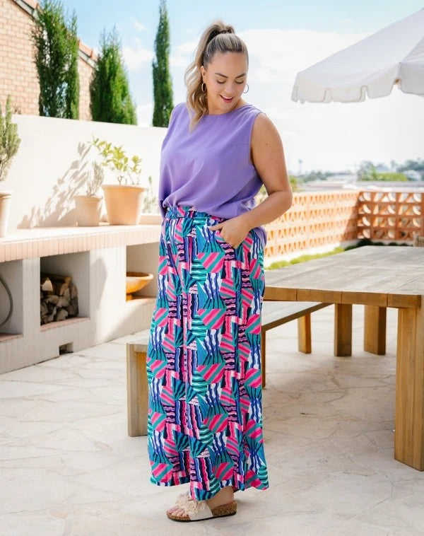 Luna Kaleido Print Wide Leg Pants | Women's Pull-On Summer Pants