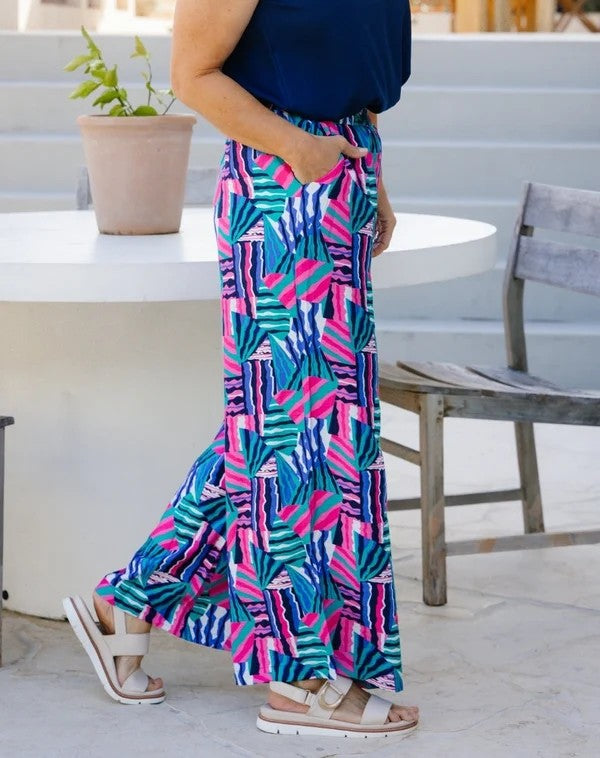 Luna Kaleido Print Wide Leg Pants | Women's Pull-On Summer Pants