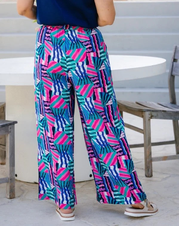 Luna Kaleido Print Wide Leg Pants | Women's Pull-On Summer Pants