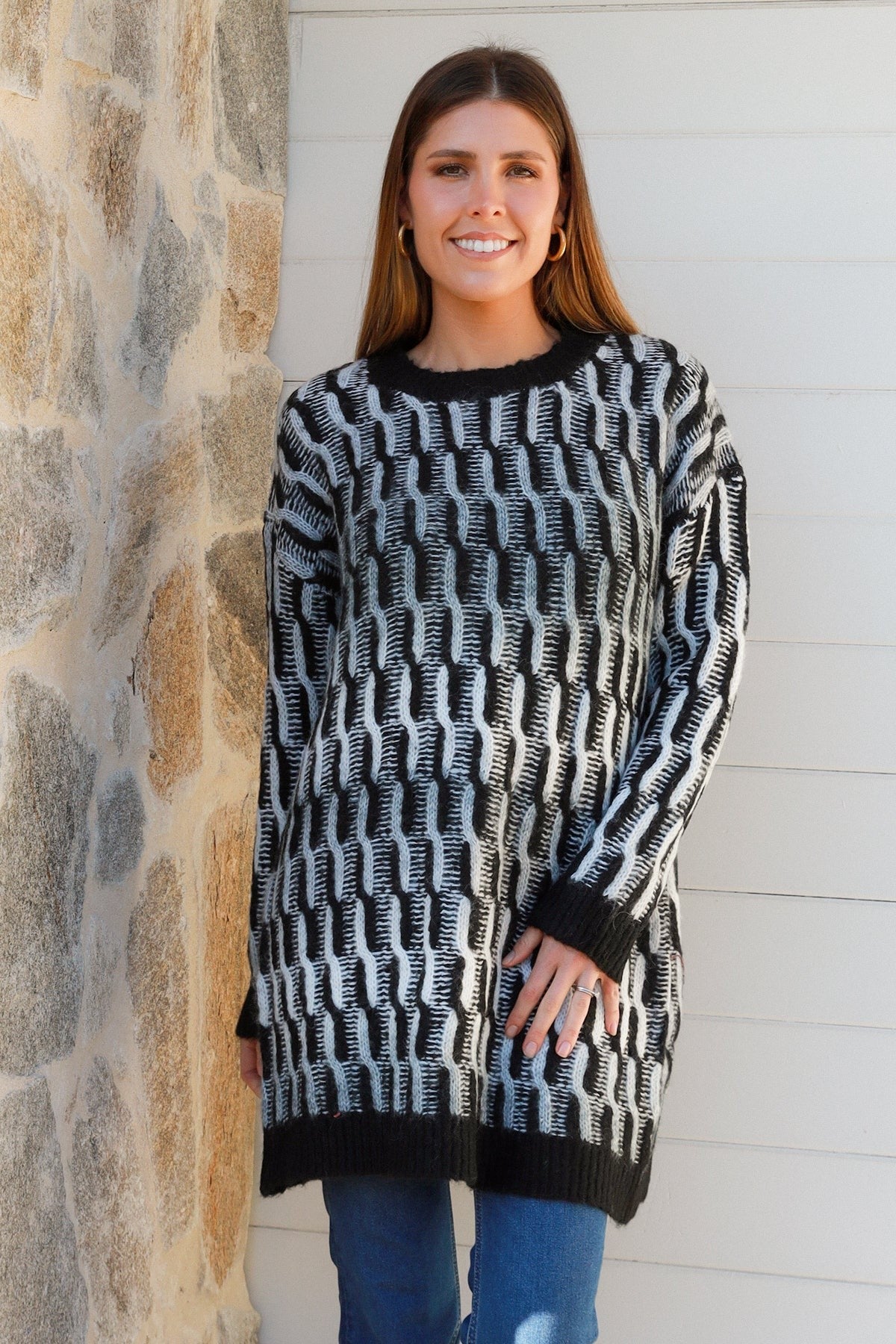 Mila Oversized Textured Knit Sweater – One Size