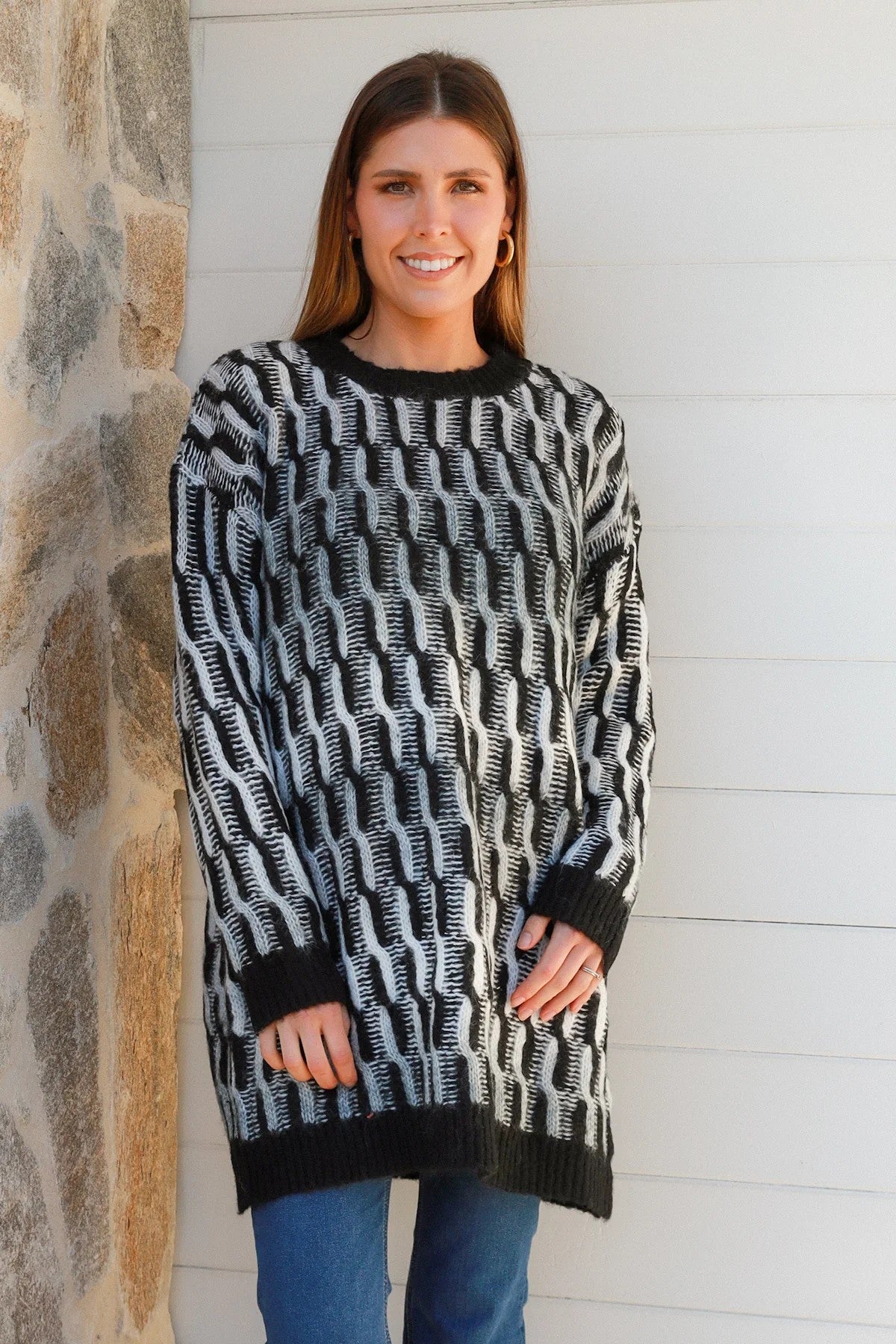 Mila Oversized Textured Knit Sweater – One Size