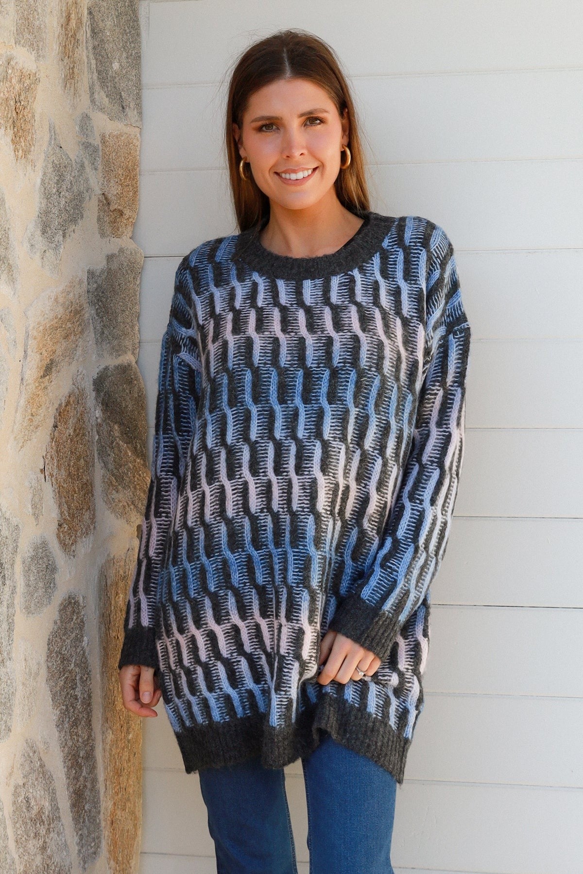 Mila Oversized Textured Knit Sweater – One Size