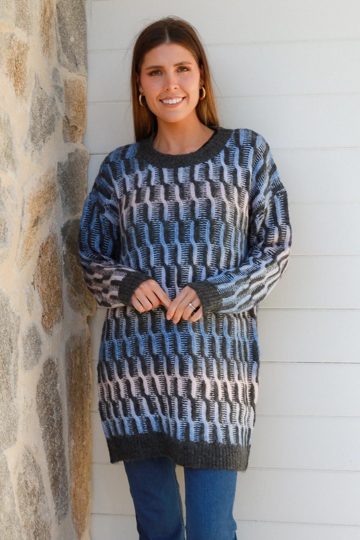 Mila Oversized Textured Knit Sweater – One Size