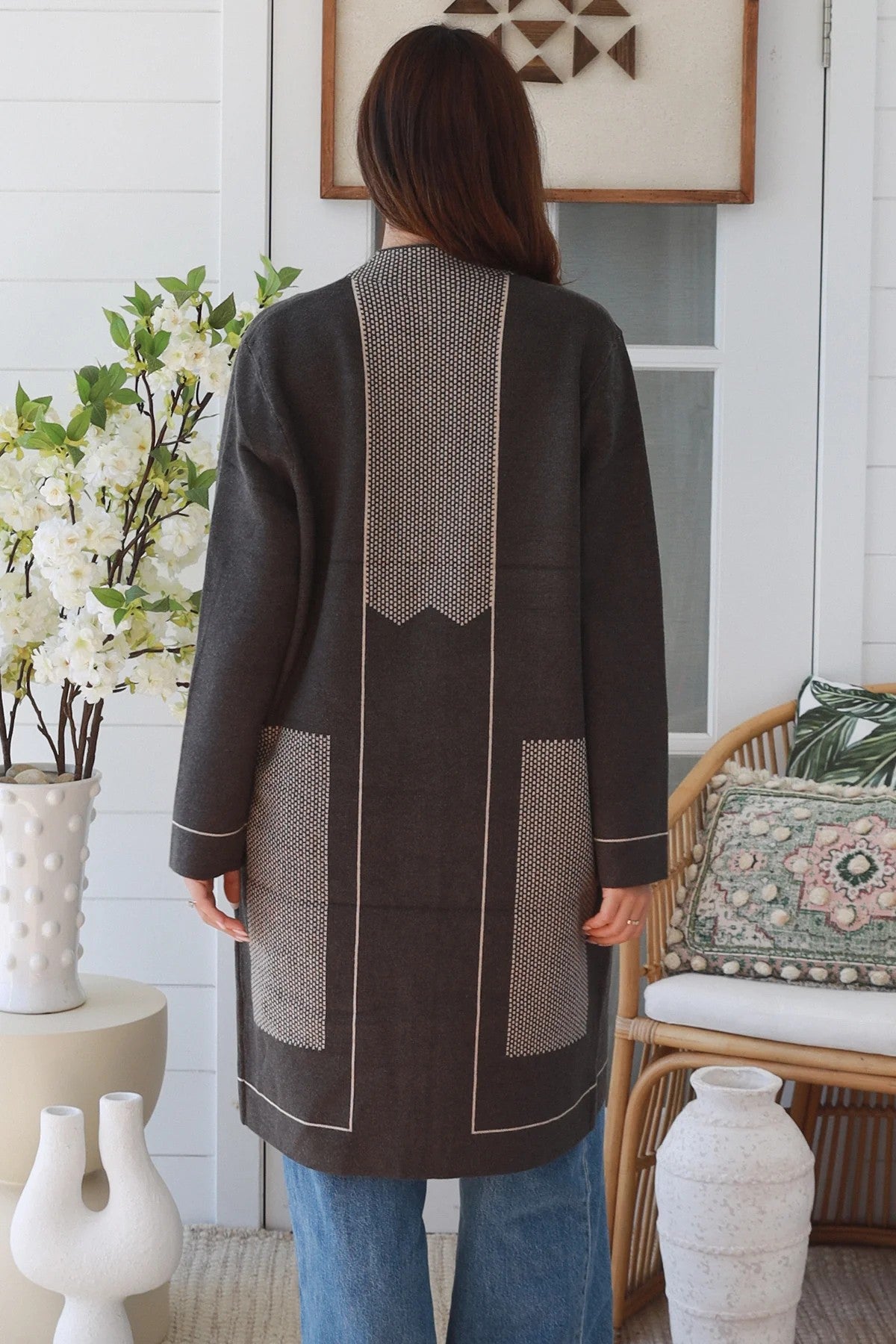 Monaco Luxe Longline Knit Cardigan – Charcoal Grey-Free Size