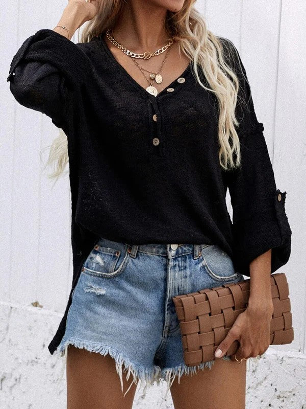 Sienna Oversized Knit Sweater – Black