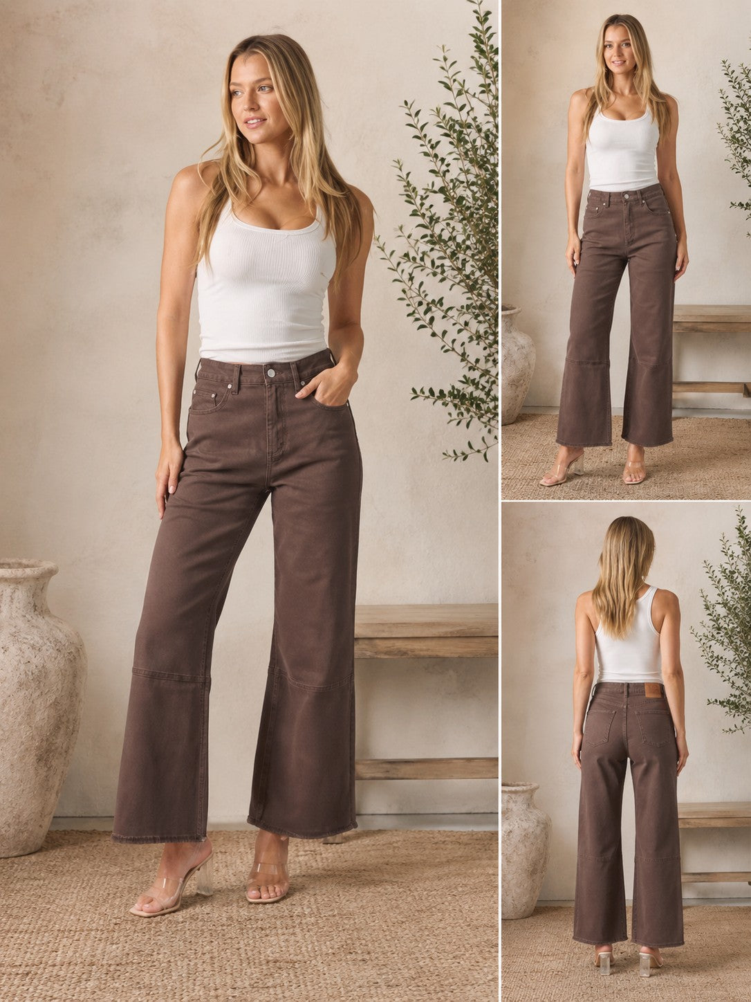Wakee Chocolate Wide Leg Jeans