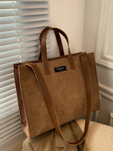 Load image into Gallery viewer, Letter Detail Corduroy Tote Bag