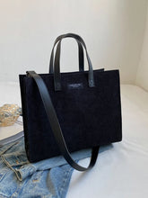 Load image into Gallery viewer, Letter Detail Corduroy Tote Bag
