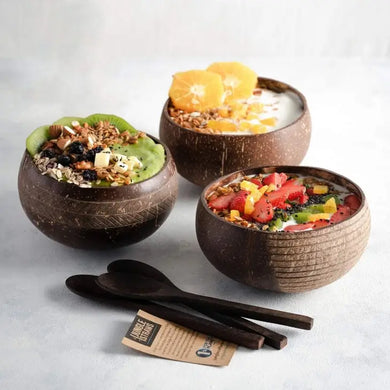 Coconut Bowls & Wooden Spoon Combo