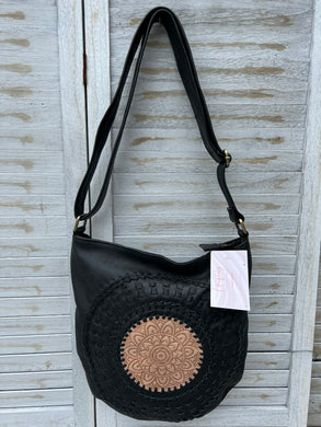 Black/Beige Leather Handbag